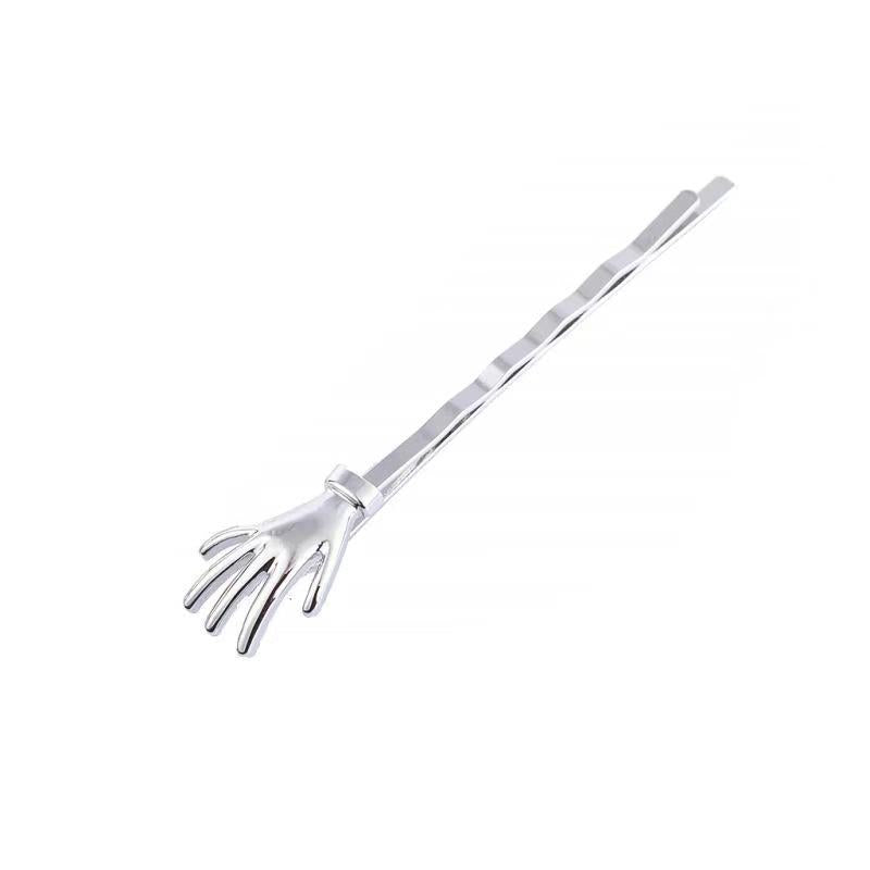 Wholesale Glossy Little Hand Skull Alloy Hair Clips